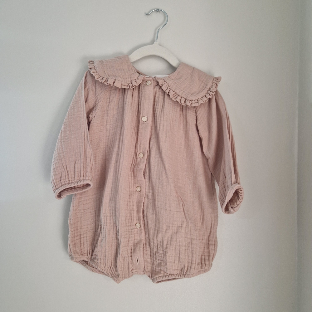 H&M Kids Button Down Romper in Soft Pink